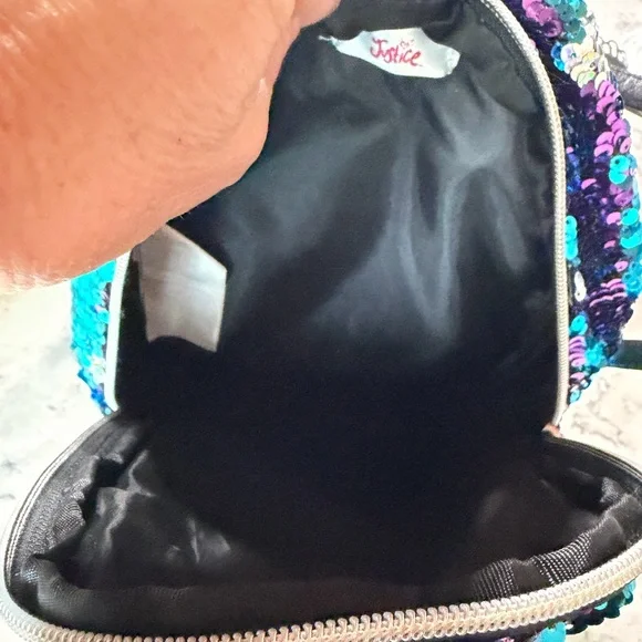Justice Sequin Mini Backpack - Blue and Silver - Picture 6 of 10